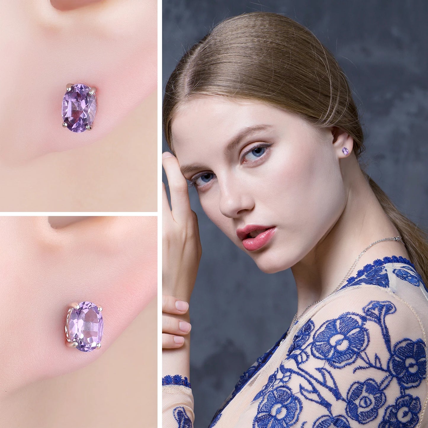 Fashionable, Bold and Beautiful DressJewelryPalace Rose Gold Yellow Gold Plated Oval Natural Amethyst Citrine Garnet Topaz Peridot 925 Sterling Silver Earrings Woman - Just The Fly Way