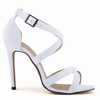 New Sexy Women Sandals Fashion Open Toe Ankle Straps High Heels Summer  11cm Thin Heel Party Dress Shoes Plus Size