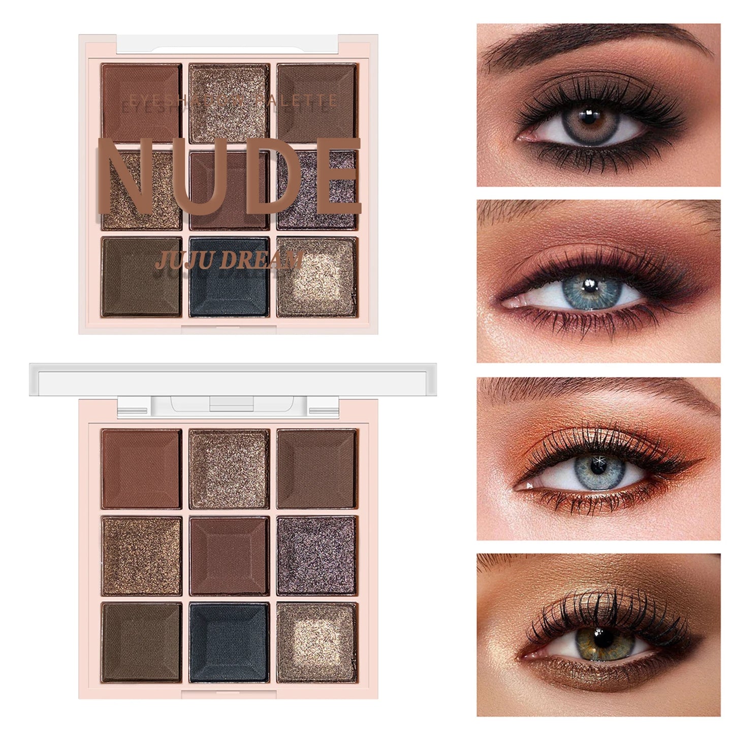 Fashionable, Bold and Beautiful DressJUJU DREAM 9-Color Eyeshadow Palette, Matte & Shimmer Finish, Soft Milk Tea Tones, Compact & Easy for Daily Student Makeup