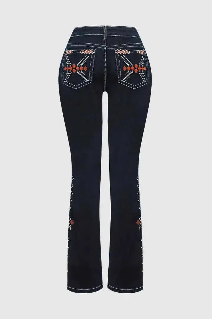 Variations of High-Rise Stretch Flare Denim Rhinestone Embroidery Jeans for Casual or Dressy Occasions by High-Rise Stretch Flare Denim Rhinestone Embroidery Jeans for Casual or Dressy OccasionsApparel & Accessories > Clothing > Pants > Jeansdistressed-y2k-jeans-high-rise-stretch-flare-denim-jeans-retro-elegant-rhinestone-embroidery-for-casual-or-dressy-occasionsJeans