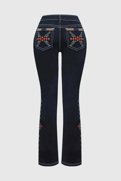 Variations of High-Rise Stretch Flare Denim Rhinestone Embroidery Jeans for Casual or Dressy Occasions by High-Rise Stretch Flare Denim Rhinestone Embroidery Jeans for Casual or Dressy OccasionsApparel & Accessories > Clothing > Pants > Jeansdistressed-y2k-jeans-high-rise-stretch-flare-denim-jeans-retro-elegant-rhinestone-embroidery-for-casual-or-dressy-occasionsJeans