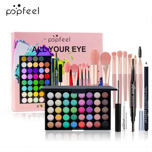 Fashionable, Bold and Beautiful DressPOPFEEL Eye Makeup Set 40 Color Eyeshadow Palette Eyebrow Pencil Eyeliner Pen Mascara With A Set Of Makeup Brushes Eye Cosmetics