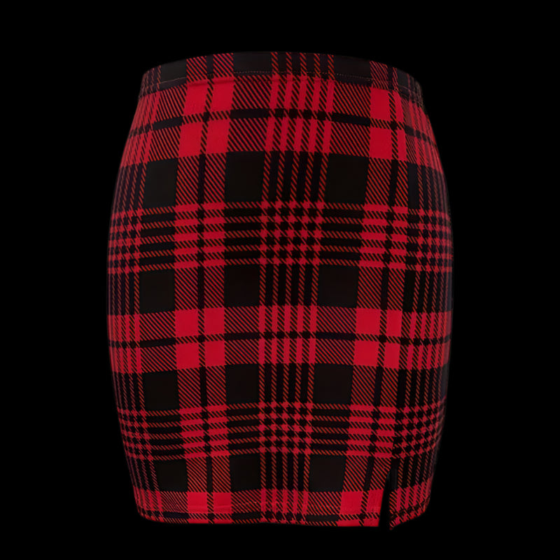 Flirty Pencil Mini Plaid High Waist Short Skirt for Women - Just The Fly Way