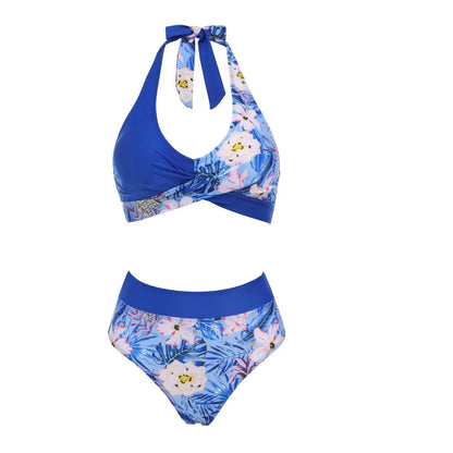 Fashionable, Bold and Beautiful Dressbikini Beach Colour Block Floral Printed Women's Swimsuit High Waist Two Piece For Teenagers biquinis feminino tendência 2024