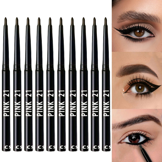 Fashionable, Bold and Beautiful Dress10Pcs Long-Lasting Black Eyeliner Pencils -Waterproof, Sweatproof and Smudge-Proof with Easy Twist  Eyeliner Pencils