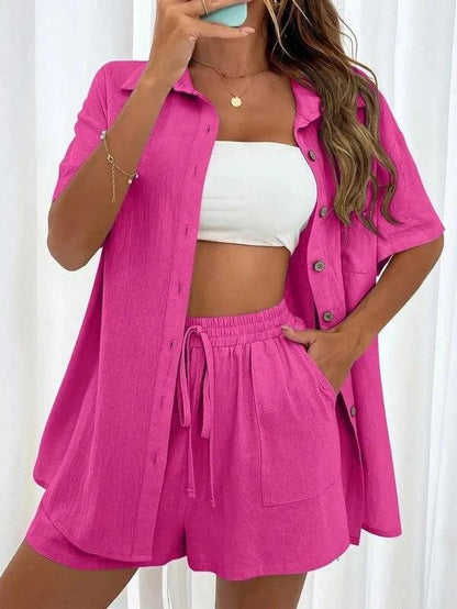 Summer Short Sleeve Shirt and Shorts, Two Piece Set - Just The Fly Way