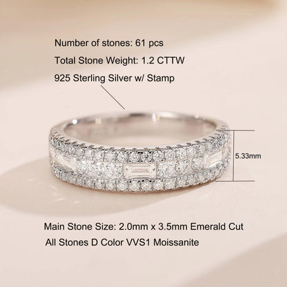 Sterling Silver Moissanite Band for Women - Just The Fly Way