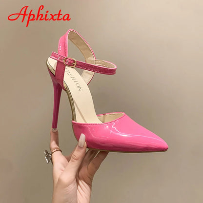 Fashionable, Bold and Beautiful DressWomen's Aphixta 12cm Super High Stiletto Heels Ankle Strap Sandals Pointed Toe Party Heels : Extended Sizes