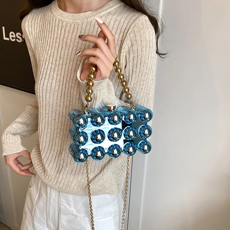 Acrylic Clutch Purse For Women Bubble Crossbody Purse Detachable Strap Square Handbag Wedding Prom Party Leisure Shopping Bag - Just The Fly Way