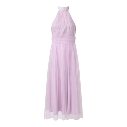 Sexy Halter Holiday Party Dress Women Off Shoulder Mesh Backless Pleated Dress White Vestidos Formal Wedding Gown Long Dress - Just The Fly Way