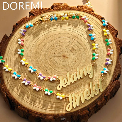 Fashionable, Bold and Beautiful DressDOREMI Colorful Butterfly Chains Custom Letters Gift Jewelry Set Personalized Name Kids Cute Necklace Bracelet Set - Just The Fly Way