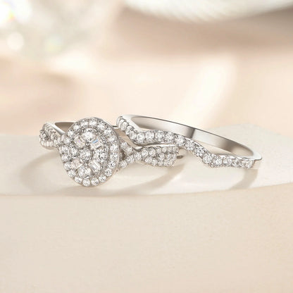 Fashionable, Bold and Beautiful DressNewshe 925 Sterling Silver Wedding Rings Set for Women Oval Halo Cubic Zircon Bridal Engagement Ring Jewelry Gift - Just The Fly Way