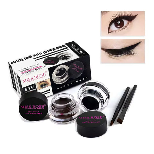 Two-Color, Two-Bottle, Natural, Easy-to-Apply, Sweat-Proof, Waterproof, Durable, Non-Smudging Eyeliner Cream Set