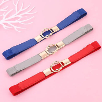 Women Elastic Thin Stretch Waistband Belt, Wrap Buckle - Just The Fly Way