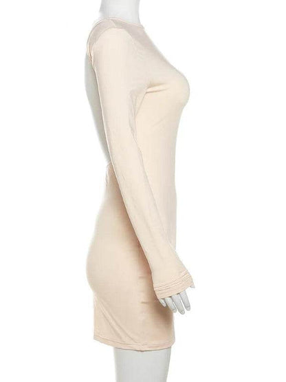 Classic Long Sleeve, Lightweight Mini Dress with Backless Design - Just The Fly Way