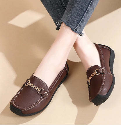 Fashionable, Bold and Beautiful DressWoman Shoes Leather Casual Shoes With Low Heels Loafers Women's Flats 2025 New Zapatos De Mujer Elegant Heel Footwear Women