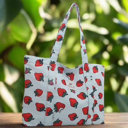 Cute Large Capacity Cherry or Strawberry Print Nylon Casual Tote Bag - Just The Fly Way