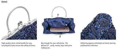 Fashion Retro Women Evening Bags Beaded Ladies Clutch Purse Shoulder Chain Wedding Party Women's Handbag Purses and Handbags - Just The Fly Way