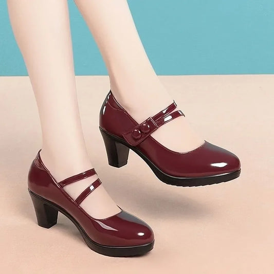 Fashionable, Bold and Beautiful DressWomen Fashion Round Toe Spring & Autumn Red High Heel Shoes for Office Lady Classic Comfort Street European Stylish Pumps A03