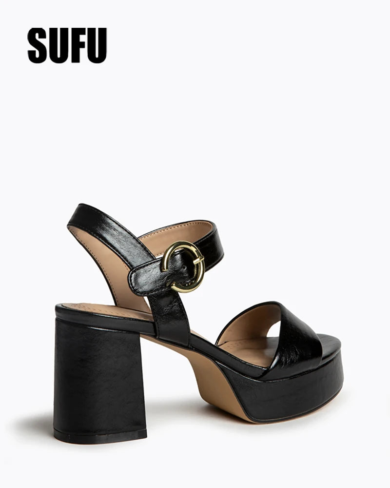 SUFU Summer solid color sandals Fashion platform heels - Just The Fly Way