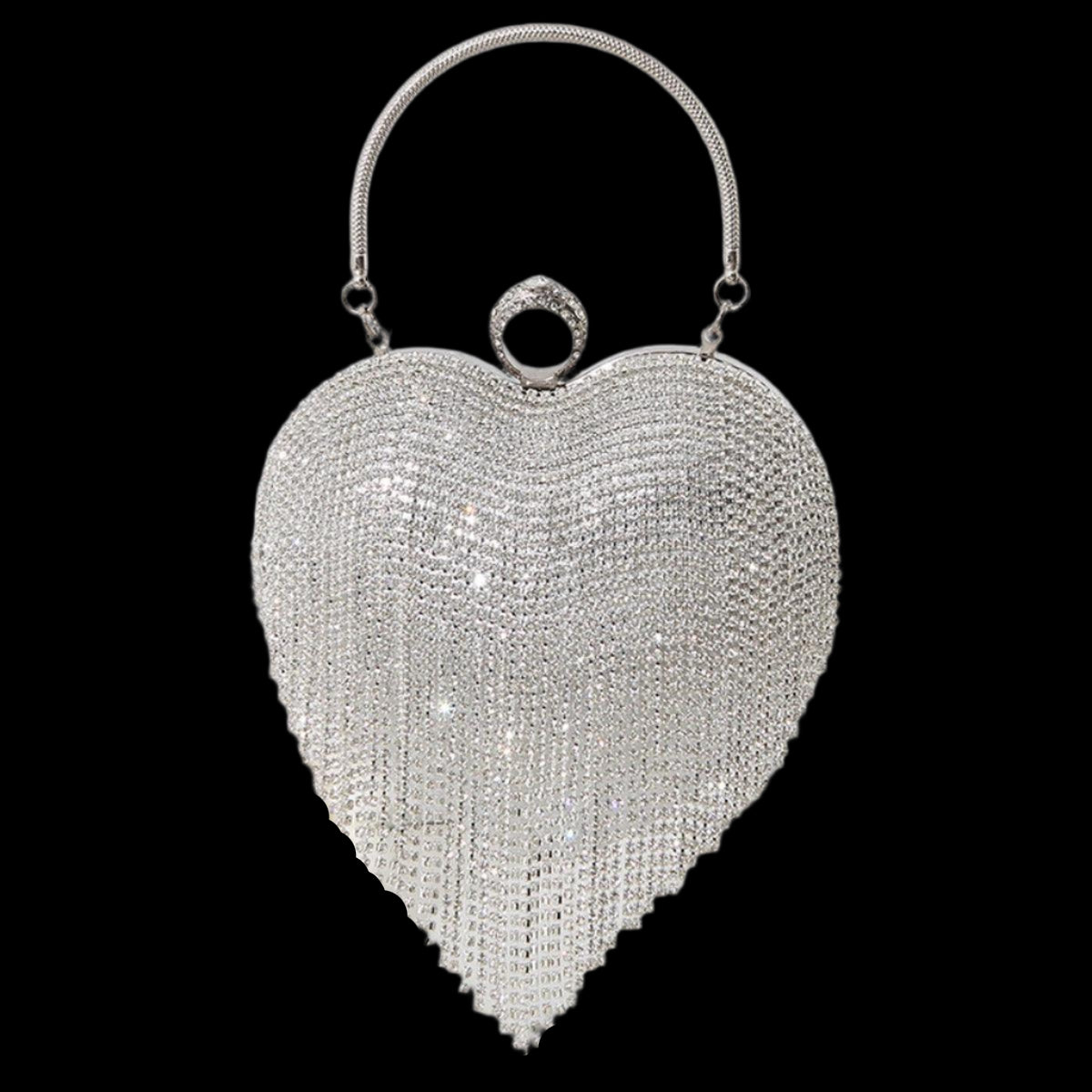 Rhinestone Evening Bag Heart Pattern Rhinestone Tassel, - Just The Fly Way