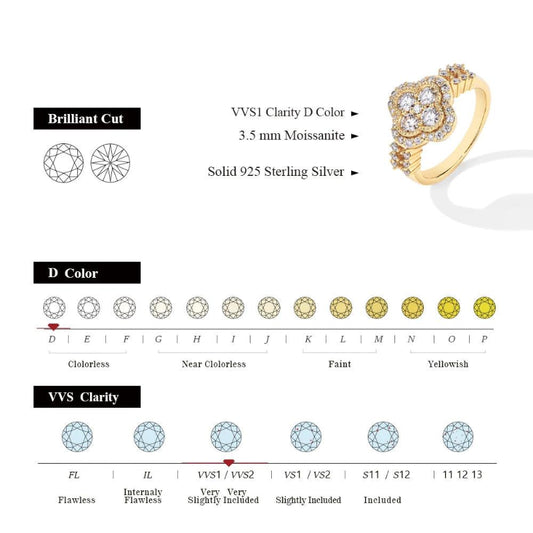 Moissanite 18k White Gold over S925 Sterling Silver Ring - Just The Fly Way