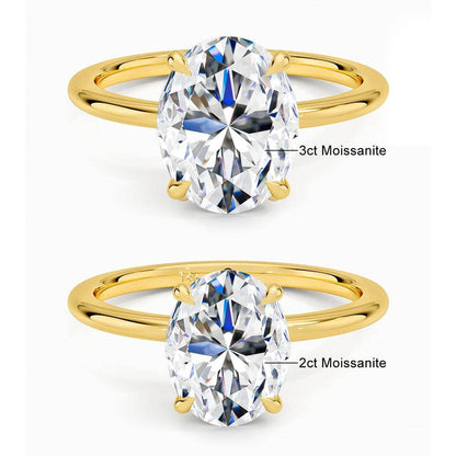 Certified 2ct 3ct Oval Moissanite Ring, 100% 14K Gold - Just The Fly Way