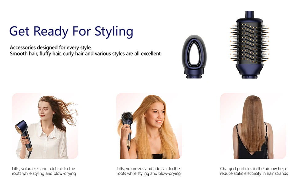 Negative Ion Hair Dryer Wrap 6 in 1 Multi-Styler Powerful Hair Dryer Brush Multi-Styler Auto-Wrap Curlers For Dyson Air wrap - Just The Fly Way