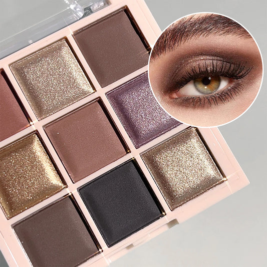 Fashionable, Bold and Beautiful DressJUJU DREAM 9-Color Eyeshadow Palette, Matte & Shimmer Finish, Soft Milk Tea Tones, Compact & Easy for Daily Student Makeup