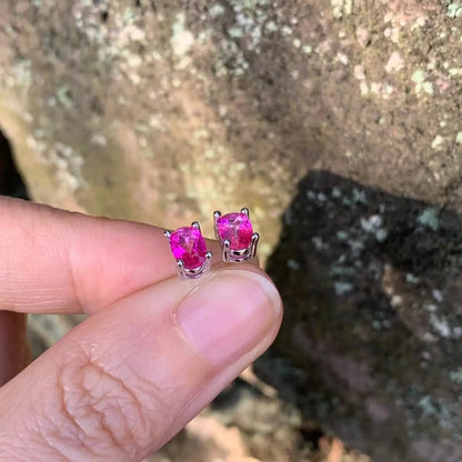 Fashionable, Bold and Beautiful Dress5*3MM Oval Natural Pink Topaz Earrings 925 Sterling Silver Stud Earring For Women Cute Gift Prevent Allergy Fine Jewelry