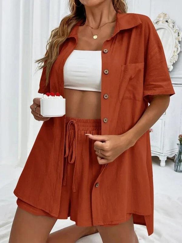 Summer Short Sleeve Shirt and Shorts, Two Piece Set - Just The Fly Way