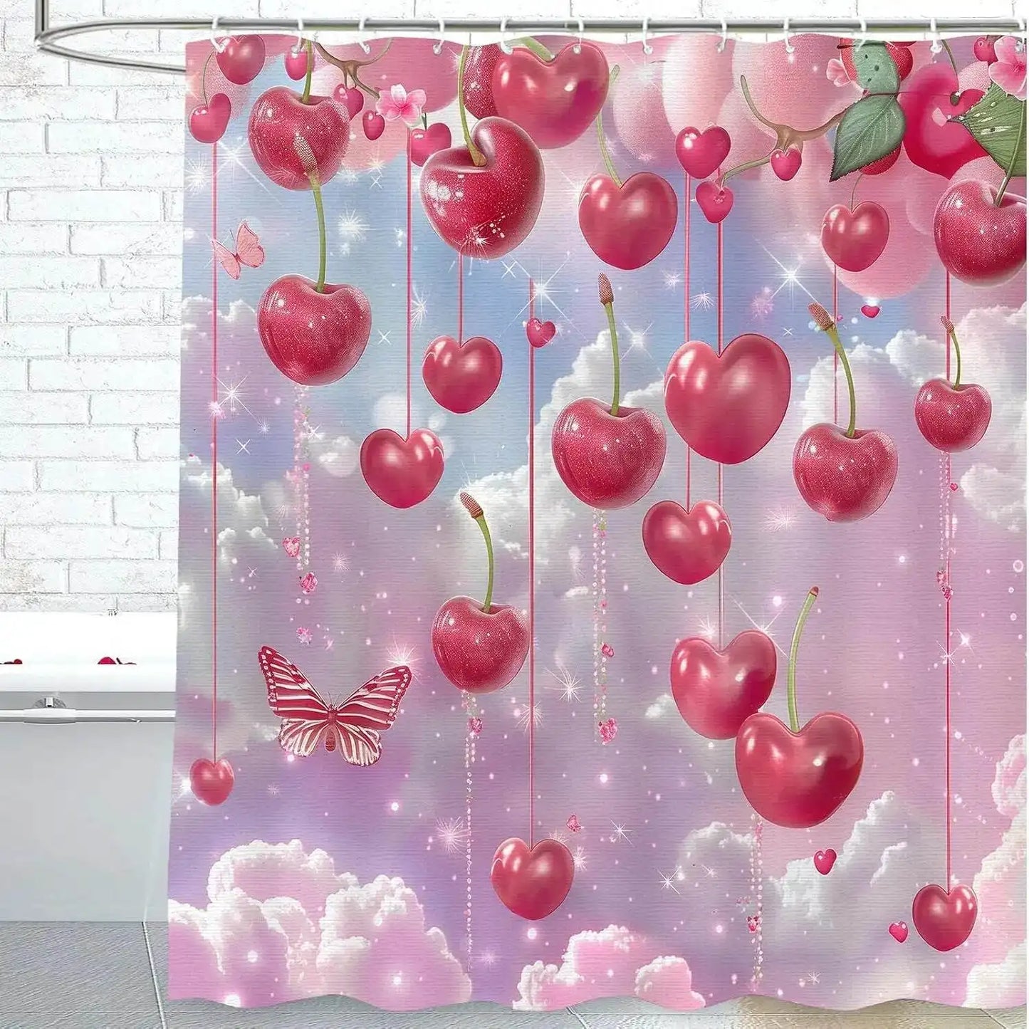 Cherry Shower Curtain for Bathroom - Just The Fly Way