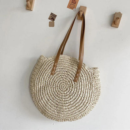 Hand Woven, Round, Beach Bag with a Large Capacity - Just The Fly Way