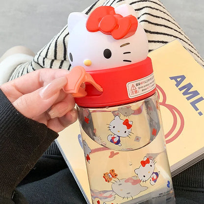 Kawaii Sanrio Hello Kitty Kuromi Cinnamon Roll Melody Transparent 500ml Water Bottle