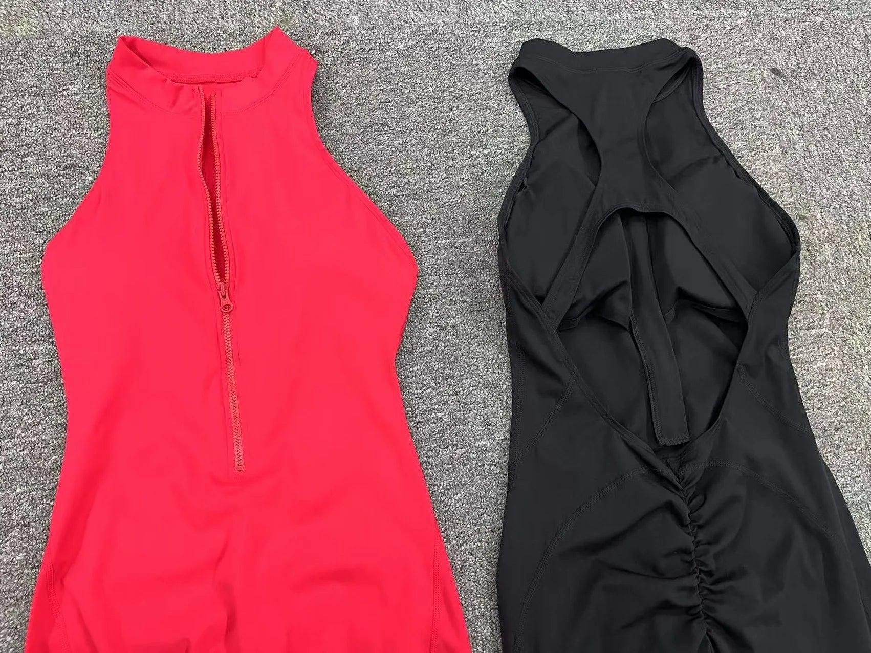 Zip-Up Activewear Yoga Romper With Bottom Contouring Design - Just The Fly Way