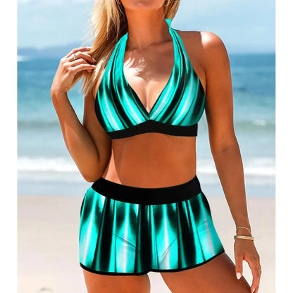 Fashionable, Bold and Beautiful DressWomen Beachwear Stripe Navy Blue Ladies Vest Tankini Swimwear Bathing Suit Two Pieces Bikini Set Swimsuits Beach Beachwear S-6XL