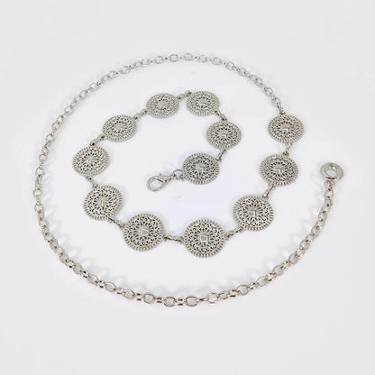 Boho Hollow Out Metal Round Chain Belt - Just The Fly Way