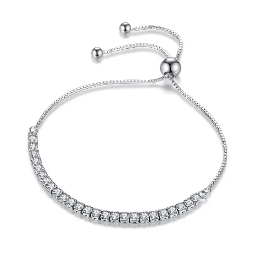 Solid 18K 14K Gold Moissanite Tennis Bracelet for Women D VVS1 Round 925 Sterling Silver Luxury Bracelet for Engagement - Just The Fly Way