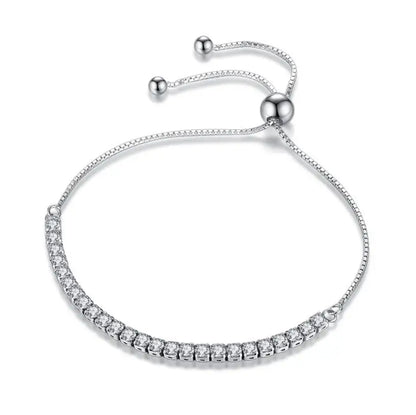 Solid 18K 14K Gold Moissanite Tennis Bracelet for Women D VVS1 Round 925 Sterling Silver Luxury Bracelet for Engagement - Just The Fly Way