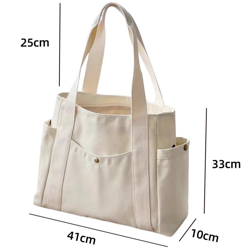 Hello Kitty Large Capacity Canvas Tote Available in Black, Beige, or Mustard, With A Variety Of Style Options - Just The Fly Way