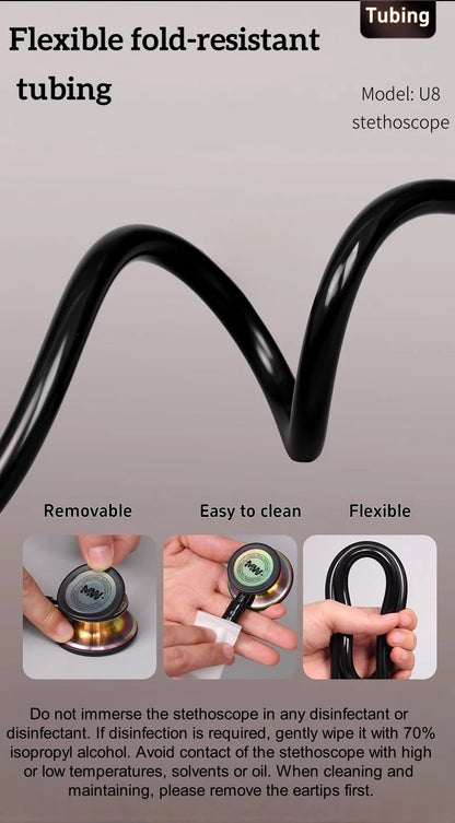 Fashionable, Bold and Beautiful DressMedical Double Sided Stethoscope Professional Portable Cardiology Stethoscope Medical Equipment Nurse Doctor Stethoscope