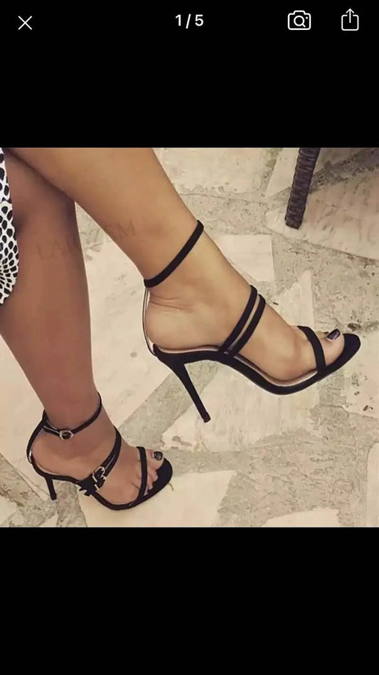 Fashionable, Bold and Beautiful DressBuckle Strap Sandals Womens Sexy Fashion Stiletto Plus Size Female Shoe Party High Heel Black Sandal for Woman - Just The Fly Way