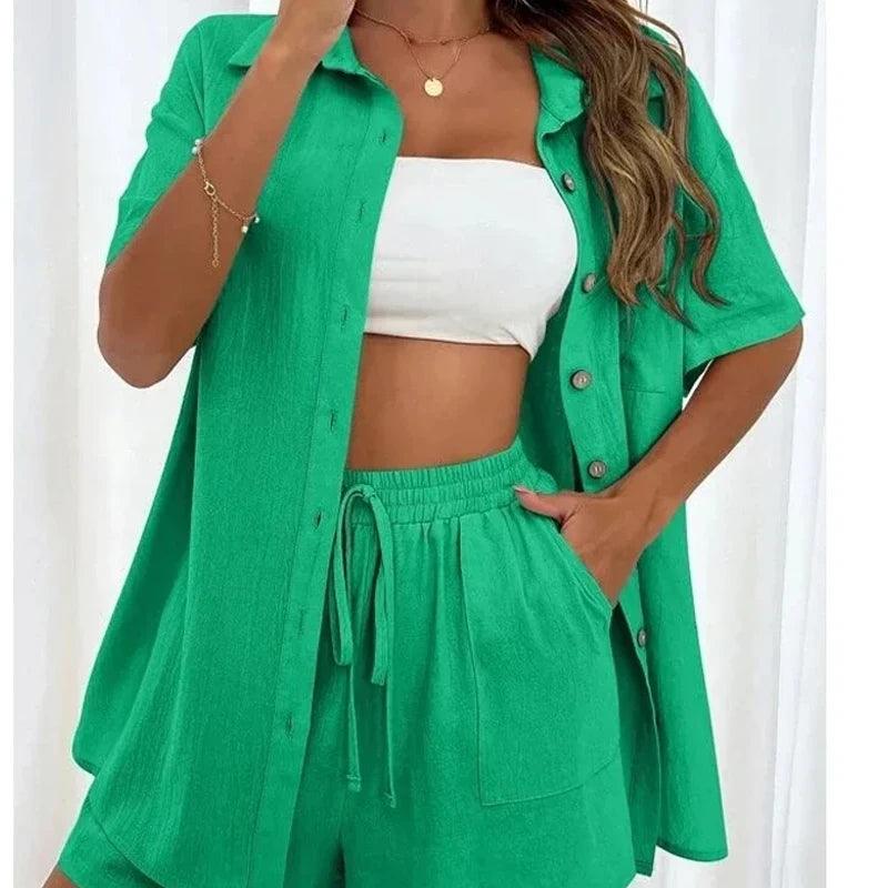 Summer Short Sleeve Shirt and Shorts, Two Piece Set - Just The Fly Way