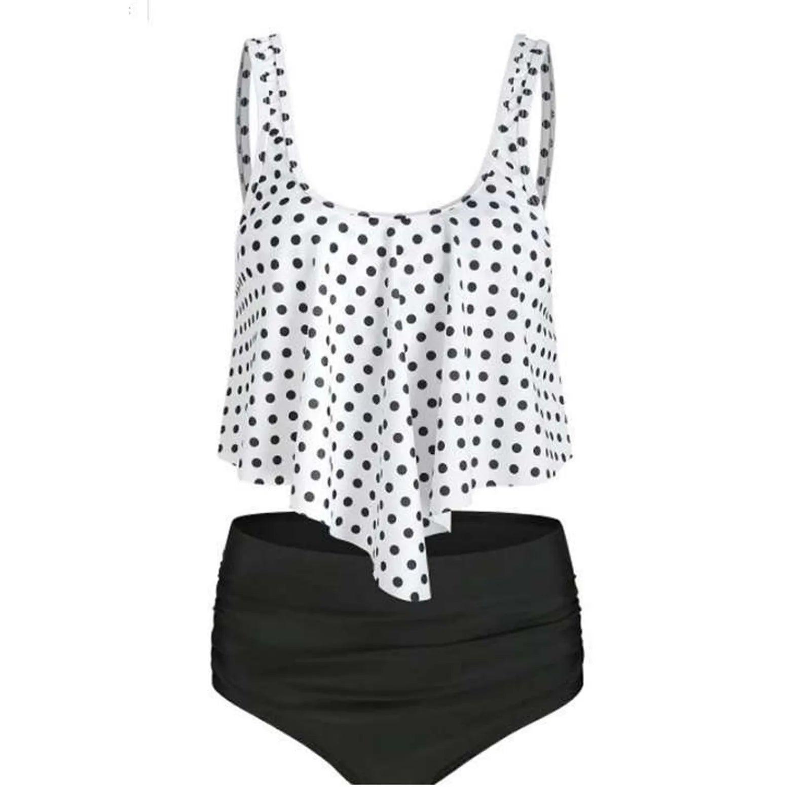 Printed Two Piece Swimwear With Ruffles And High Waist Bikini Set Bottom - Just The Fly Way
