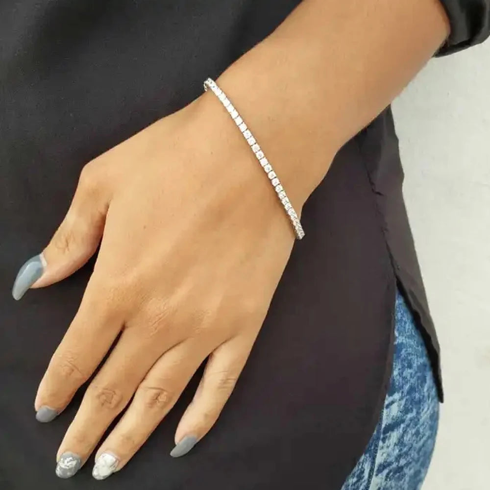 QooLady Shiny CZ Tennis Chain Bracelet for Women - Perfect Wedding & Engagement Jewelry Gift - Just The Fly Way