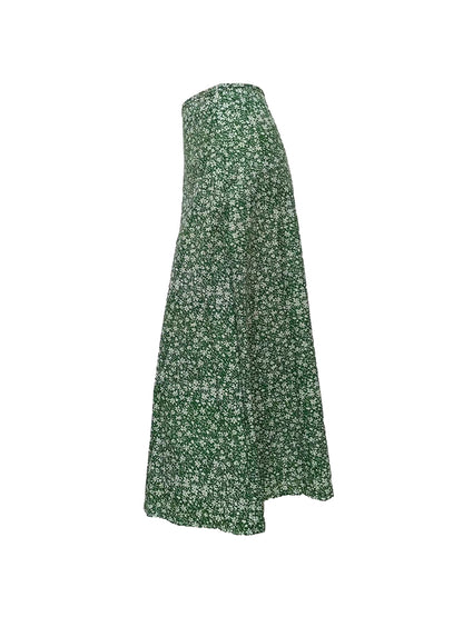 Women s Floral Print Midi Skirts Mid Waist Side Slit Skirts Spring Summer Fashion Casual A-line Skirts - Just The Fly Way