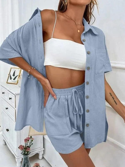 Summer Short Sleeve Shirt and Shorts, Two Piece Set - Just The Fly Way