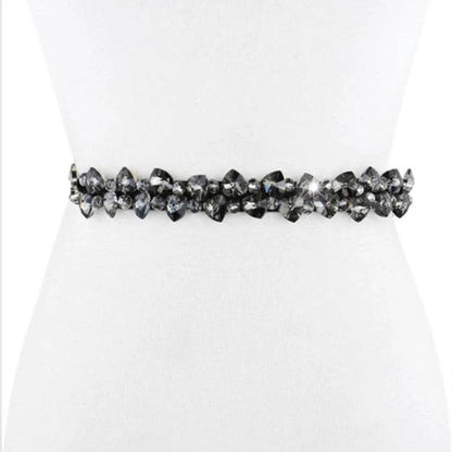 Accessories Fashion Crystal Belt, Elastic Black, with Gold, Black, or White Belt - Just The Fly Way