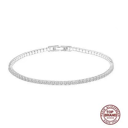 Shimmering 925 Silver Tennis Bracelet for Women – 3mm Round Black Jet Zircon Elegance for Every Occasion - Just The Fly Way
