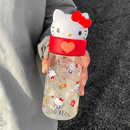 Kawaii Sanrio Hello Kitty Kuromi Cinnamon Roll Melody Transparent 500ml Water Bottle